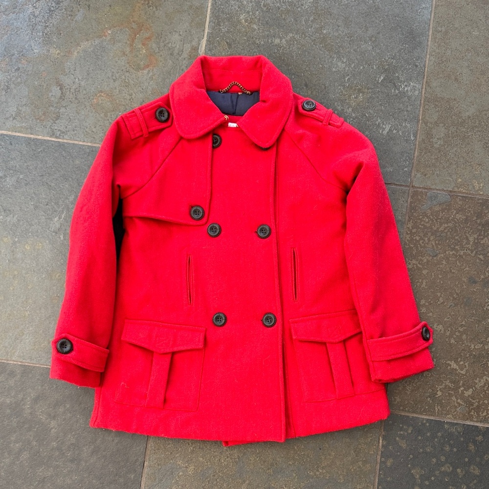 Vibrant Red Kids Peacoat